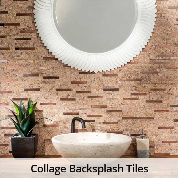Collage backsplash tiles