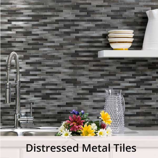 Distressed Metal backsplash tiles