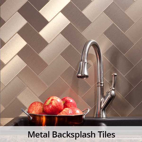 Metal backsplash tiles