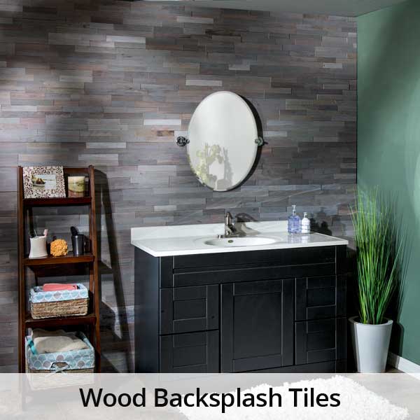 Wood backsplash tiles