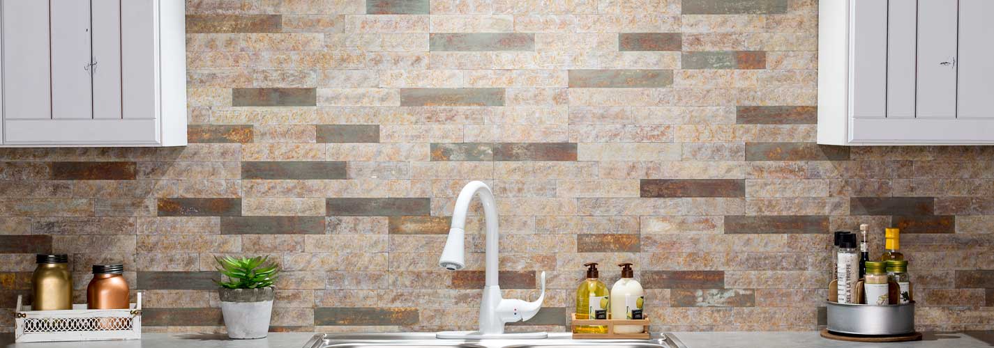 Aspect Peel and Stick Stone Backsplash Raised Titanium Single Tile