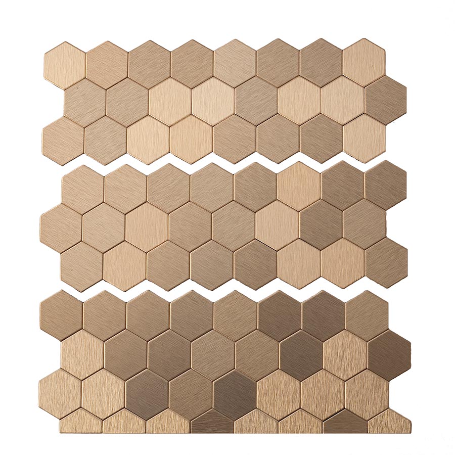 Aspect Matted Metal Honeycomb Tiles in Champagne