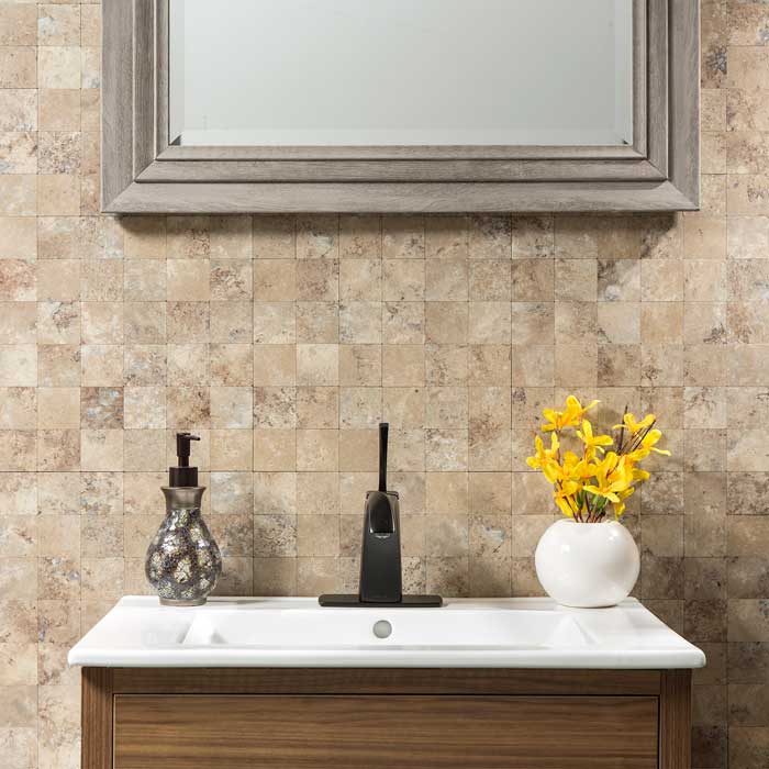 Aspect Collage Tiles in Aged Travertine
